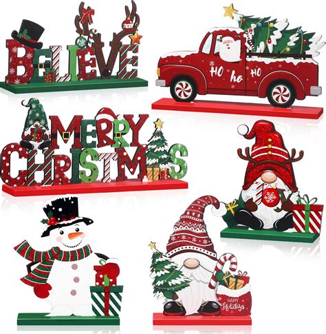 Amazon Capoda Pcs Christmas Table Decorations Wooden Christmas