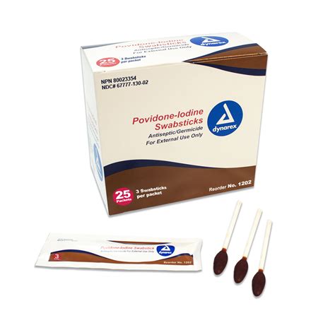 Dynarex Povidone Iodine Swabstick 3 Swabsticks Per Packet Medex Supply