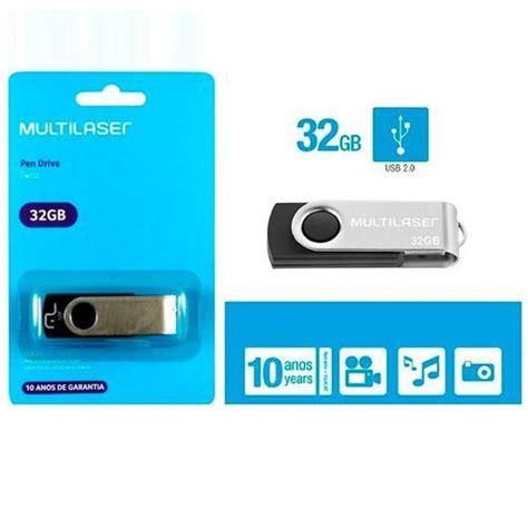 Pen Drive Gb Twist Preto Usb Pd Multilaser Em Promo O