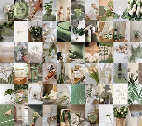 Sage Green Aesthetic Wall Collage Kit Matcha Sage Green Etsy