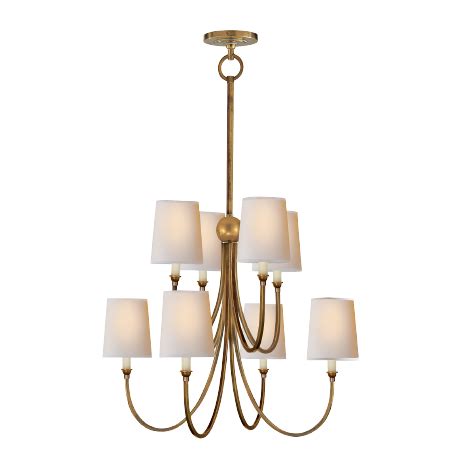 Striking curved lines and the warm glow of candelabra bulbs makes this chandelier an updated ...