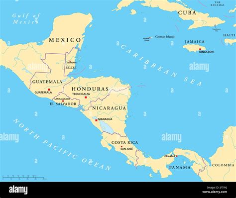 Amerika Mittelamerika Guatemala Zentrale Honduras Nicaragua Karte