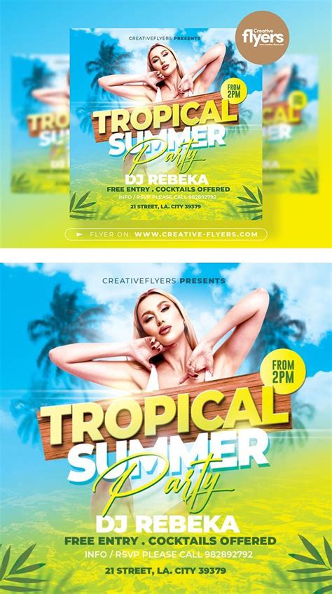 Tropical Summer Party Flyer Psd Creative Flyers Party Flyer Flyer