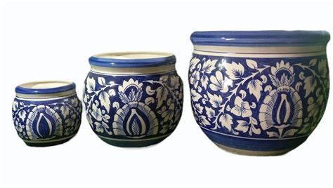 Printed Blue And White F0219 Decorative Ceramic Flower Pot For Indoor