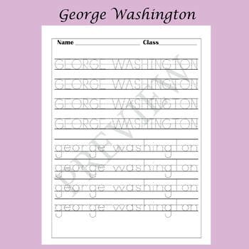 FREE Presidents Day George Washington Coloring and Tracing Handwriting ...