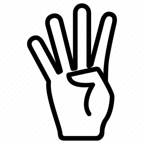 Communication Fingers Four Gesture Hand Icon Download On Iconfinder