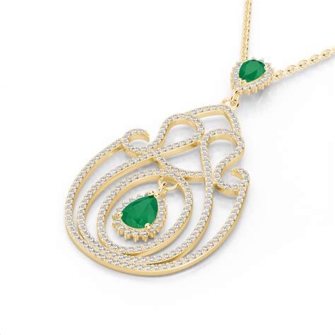 3 20 Ctw Emerald Micro Pave Diamond Heart Necklace 14k Yellow Gold