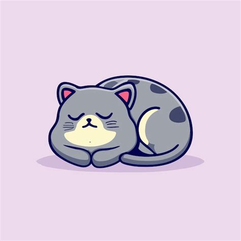 Vector Cute Cartoon Cat Sleeping Vector Illustration Premium AI