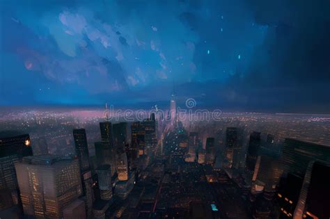 Digital Art City Background Wallpaper Stock Illustration - Illustration ...