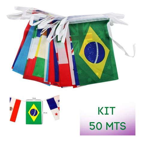 Kit 50mts Bandeirinhas Da Copa Do Mundo 32 Países Decoração Frete grátis