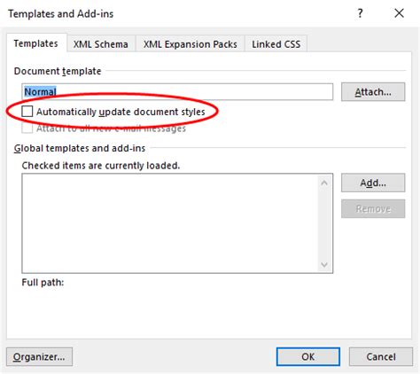 Automatically Update Document Styles Setting Microsoft Word