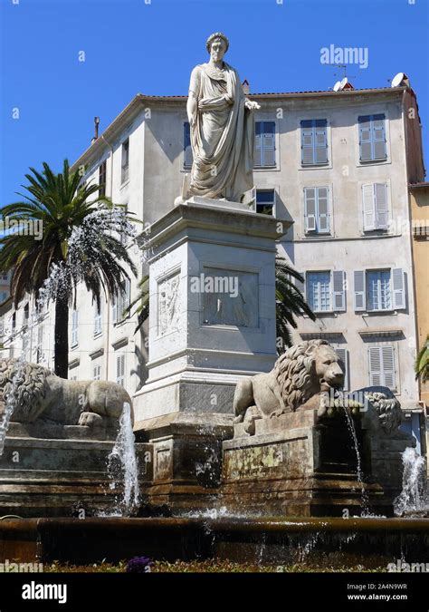 Statue Of Napoleon In The Place Foch Ajaccio Corsica France Europe