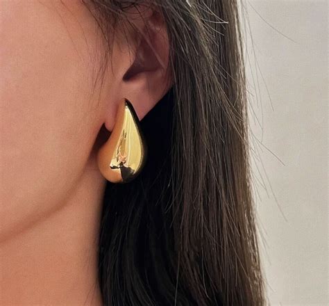 Kylie Earrings Chunky Gold Dome Hoops 18k Gold Chunky Vintage Gold