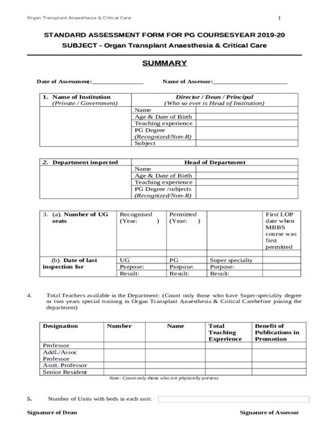 Organ Transplant Anaesthesia And Critical Care Summary Doc Template Pdffiller