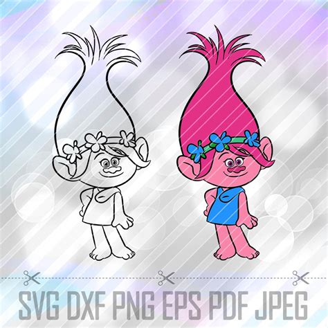 Trolls Poppy Layered Svg Dxf Png Eps Pdf Vector Cut Files