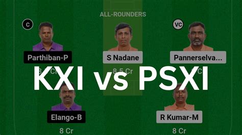 KXI Vs PSXI Dream11 Prediction KXI Vs PSXI Dream11 Team Today