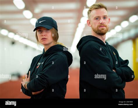 Lina Svitolina Of The Ukraine With Coach Andrew Bettles During A Video