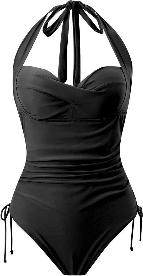 Kesimo One Piece Swimsuit Tummy Control Ruched Swimming Costume Push Up