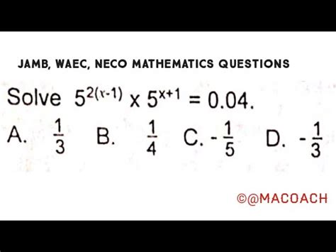 Indices Question 5 2 X 1 5 X 1 0 04 For Oncoming WAEC NECO And