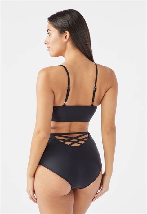 Hoch taillierter Bikini Kleidung in Schwarz günstig online kaufen im