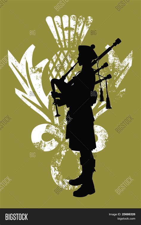 Silhouette Bagpiper Vector Photo Free Trial Bigstock Scottish