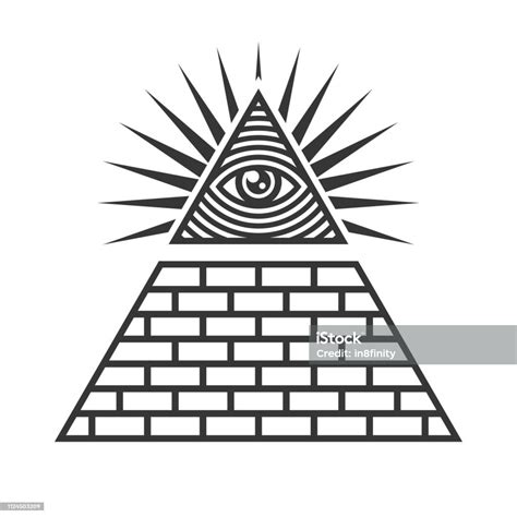 Masonic Illuminati Simbol Mata Di Segitiga Tanda Vektor Ilustrasi Stok