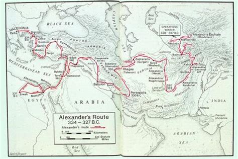 Map Depicting Route of Alexander's Conquests