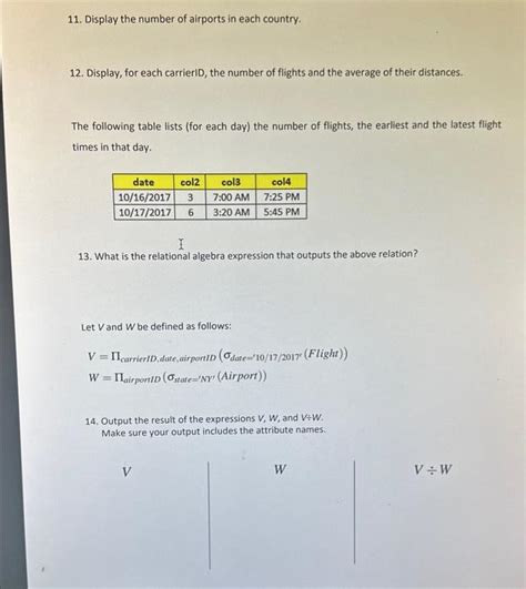 Solved The Following Tables Form An Instance Of An Airport Chegg