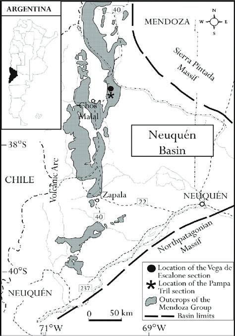 Map of the Neuquén Basin Argentina showing location of the Pampa Tril