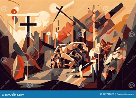 Biblical Vector Illustration Series Way Of The Cross Or Stations Of The Cross Eleventh Station