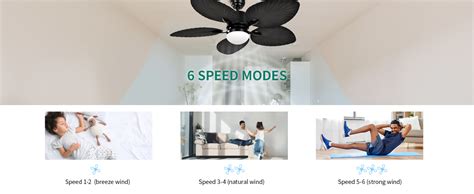 Yitahome Tropical Reversible Ceiling Fan With Led Light And