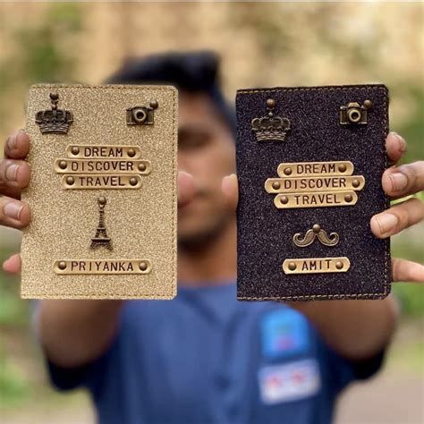 Personalized Glitter Couple Passport Cover Happydude