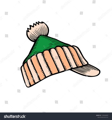 Winter Knitted Cap Pompon Sketch Style Stock Vector Royalty Free 1234640059 Shutterstock