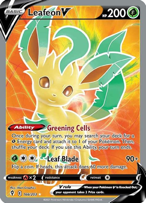 Leafeon V Full Art Swsh Evolving Skies Pokemon