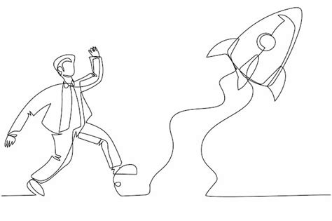 Premium Vector Single Continuous Line Drawing Businessman Run Chasing