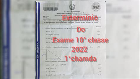 Resolução do exame de Matemática 10 classe 1 Chamada Completo