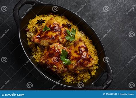 The National Saudi Arabian Dish Chicken Kabsa With Roasted Chicken