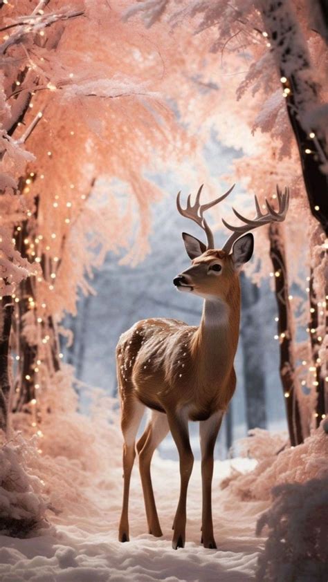 Deer Wallpaper 🦌 | Deer wallpaper, Cute animals, Winter scenes