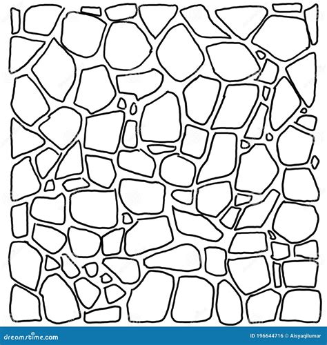 Gabion Stone Wall Illustration Drawing In Black And White Stock