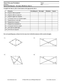 Properties Of Rhombi Worksheets Answers