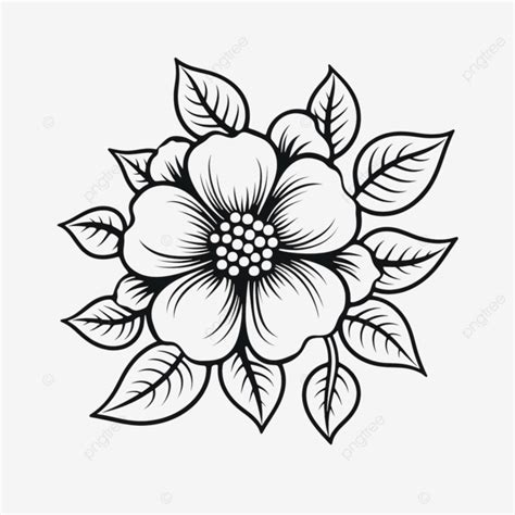 Dibujo De Flor Con Hojas Garabato Png Dibujos Dibujo De Flores Hojas De Dibujo Flor Png