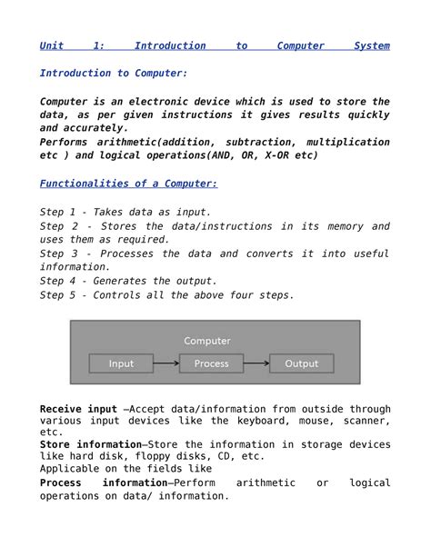 1 Introduction To Computer System Unit 1 Introduction To Computer