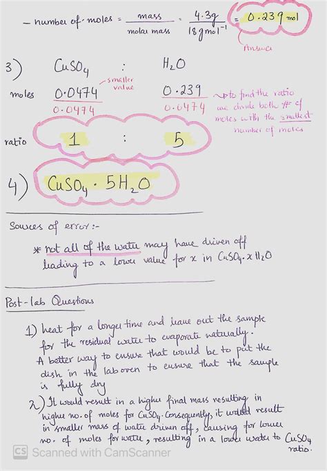 Solved Finding The Formula Of A Hydrate Question What Is The Formula