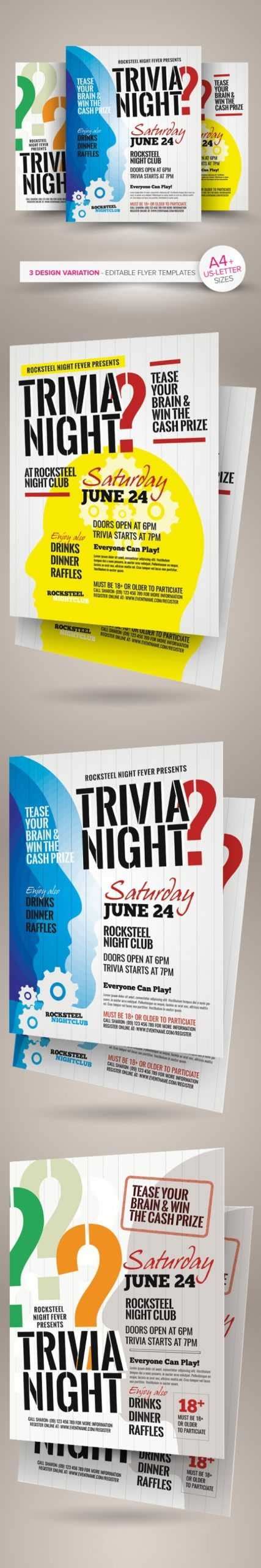 Trivia Night Flyer Templates On Behance intended for Free Trivia Night ...