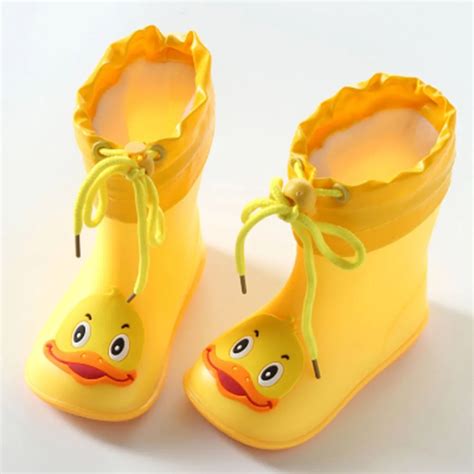 Rubber Rain Boots for Children Kids Infant Baby Rainboots Cartoon Yellow Duck Rubber Waterproof ...