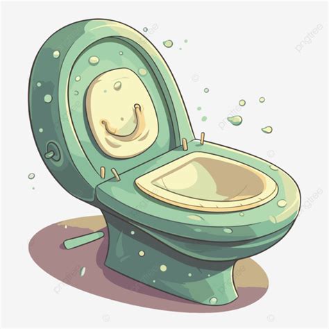 Tempat Duduk Toilet Vektor Stiker Clipart Kartun Toilet Dengan