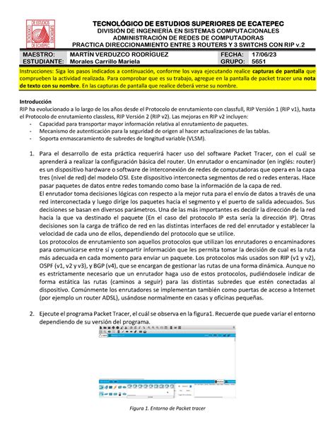 Actividad Pr Ctica De Configuraci Nde Router Con Ripv Tecnolgico