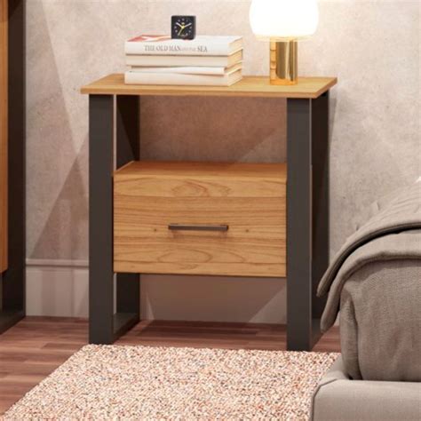 Mesa De Cabeceira 1 Gaveta 100 Mdf Freijo Preto Fosco F37 Dalla Costa