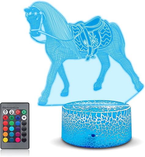 TOYANDONA Animal Nuit Lumière 3D Cheval Illusion Lampe USB Alimenté LED