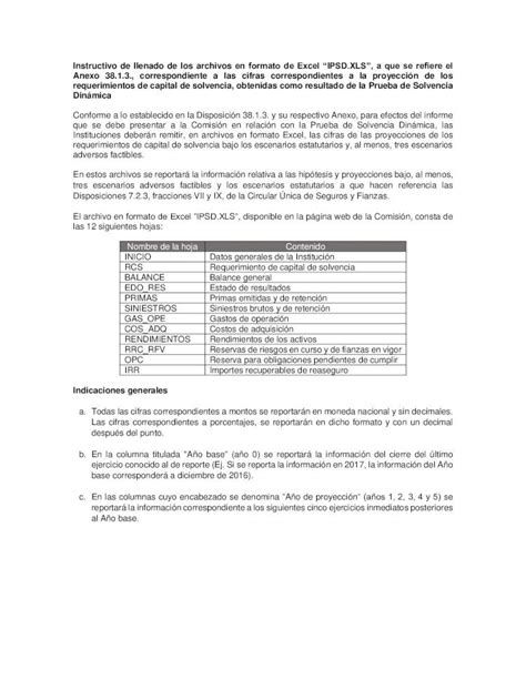 PDF Instructivo De Llenado De Los Archivos En Formato De Excel